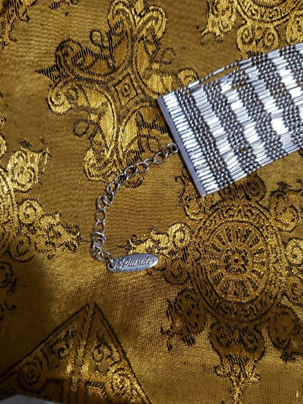 NWT-Plunder Silver Toned Beaded Wide Bracelet